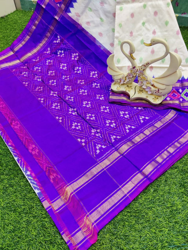 White - Purple Ikkat Pattu 13APR2