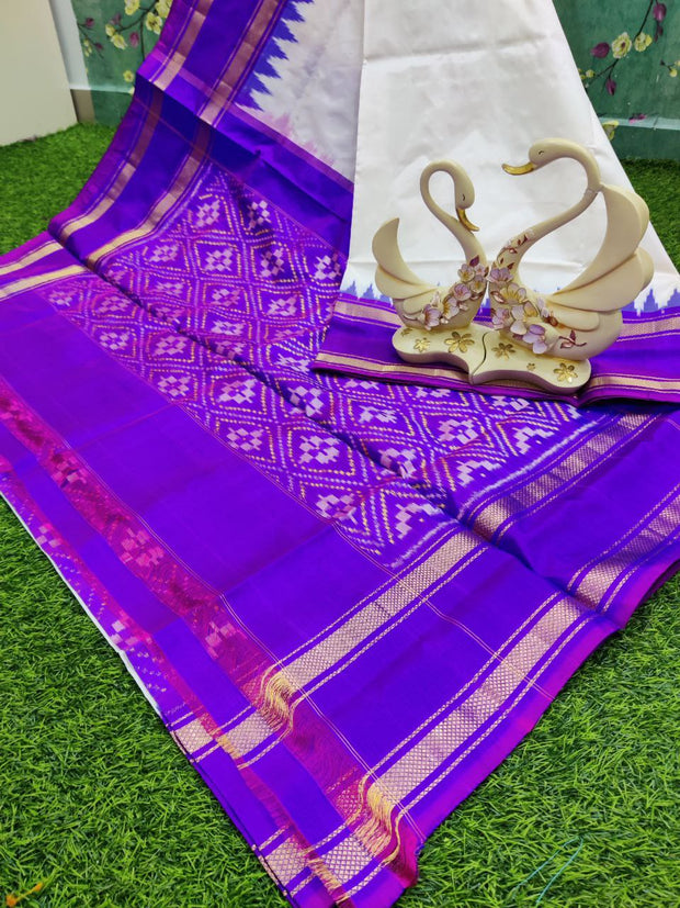 White - Purple Ikkat Pattu 13APR3