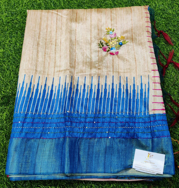 Blue Tussar Silk 10JUN3