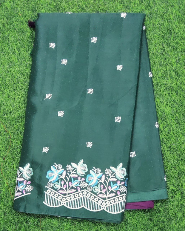 Bottle Green Mashru Silk 17 D5-6E