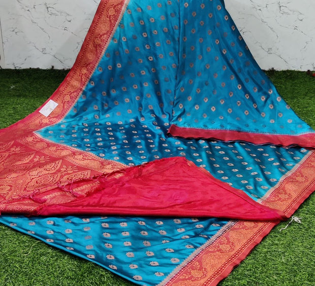 Blue Satin Pattu 28 G5-10