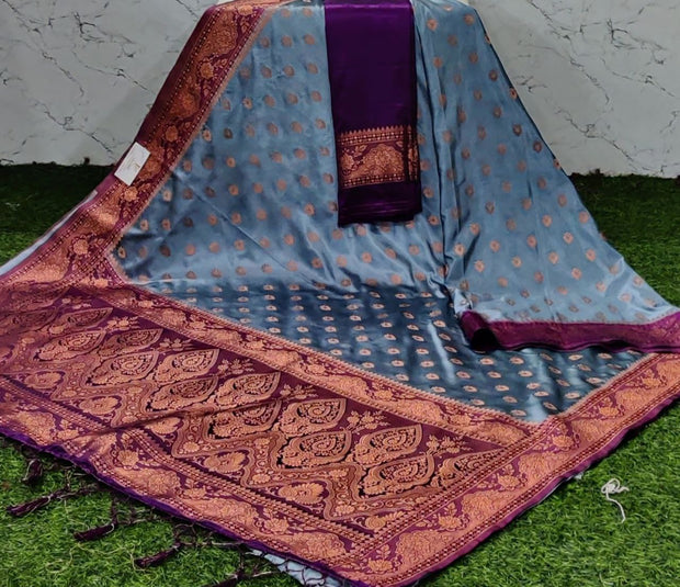 Grey Satin Pattu 28 G5-9