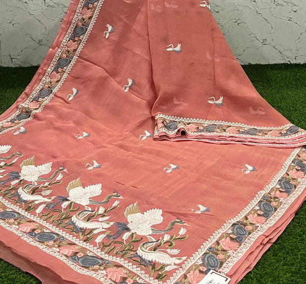 Pink Embroidered Georgette 22 D5-2