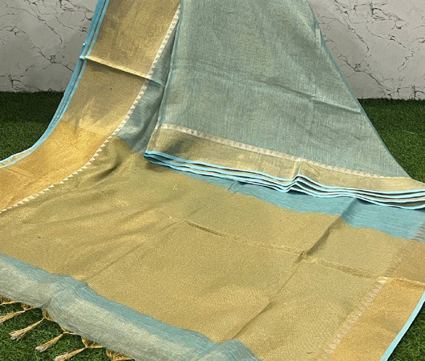Blue Tissue Jute Pattu 22 D5-8