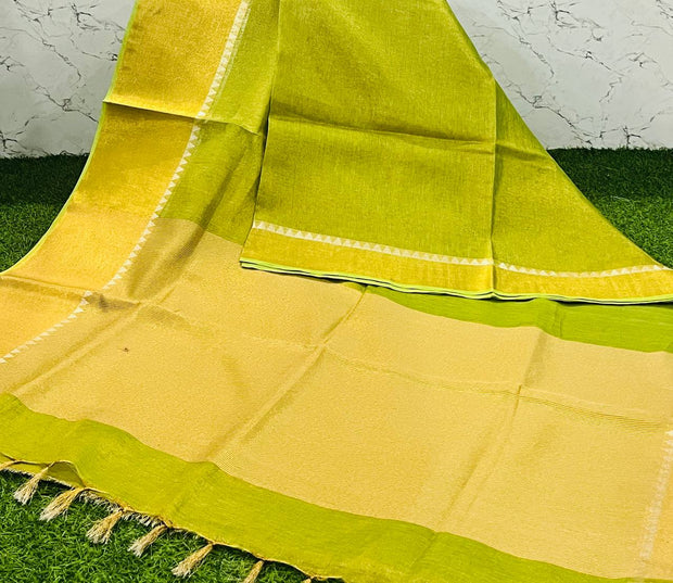 Green Tissue Jute Pattu 22 D5-10