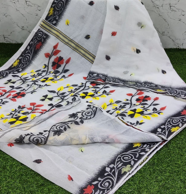 White-Black Handloom Jamdani 23 D5-8