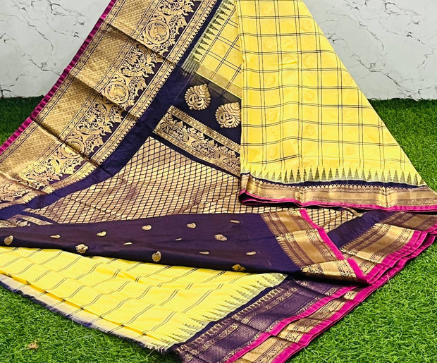 Yellow Handloom Gadwal 1 H5-4