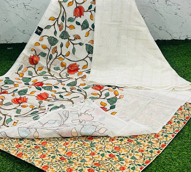 White Orange Chanderi Applique 4 H5-13