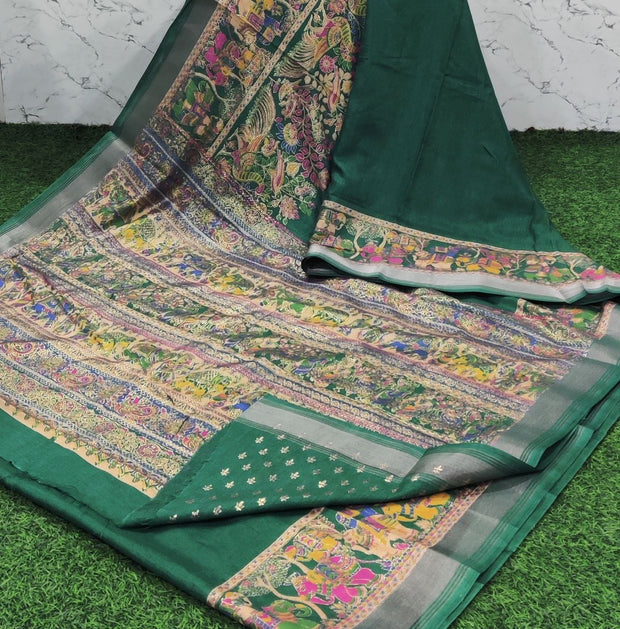 Green Tussar Kashmiri Work 2 E5-4