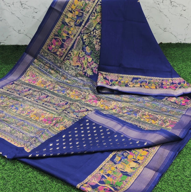 Blue Tussar Kashmiri Work 2 E5-6