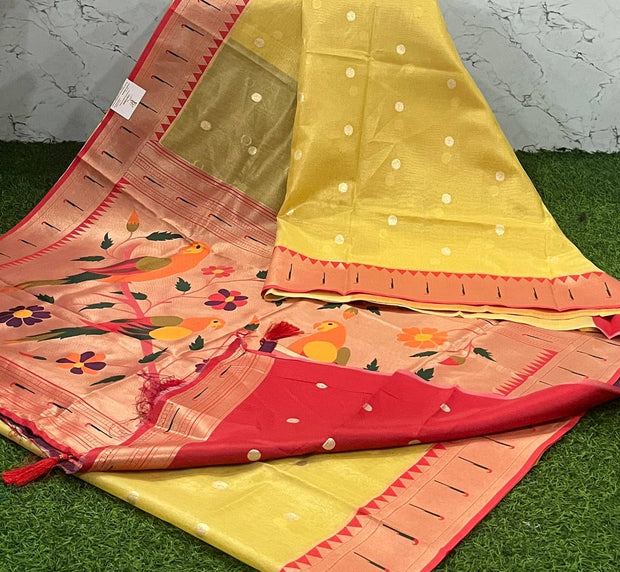 Yellow Paithani Tissue 7 H5-2