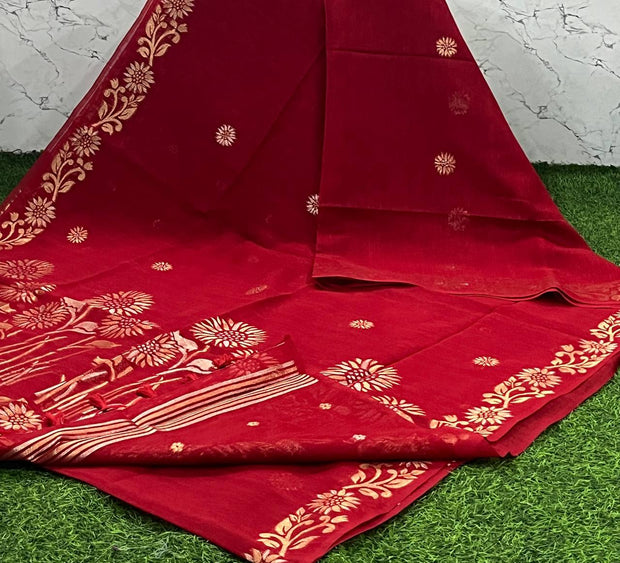 Red Jute Jamdani 9 H5-13