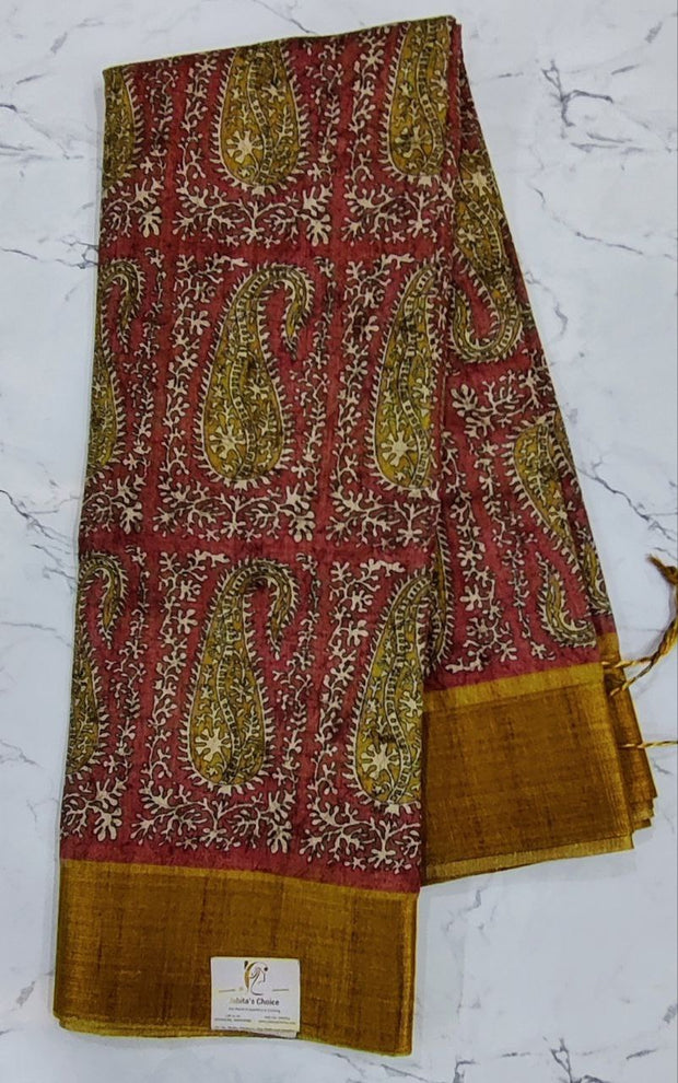 Tomato Red Pure Tussar 1OCT3E