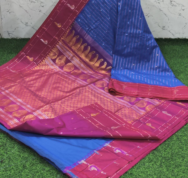 Blue Handloom Gadwal Pattu 7 E5-7