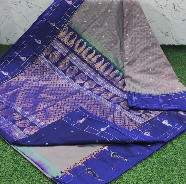 Grey Handloom Gadwal Pattu 7 E5-5