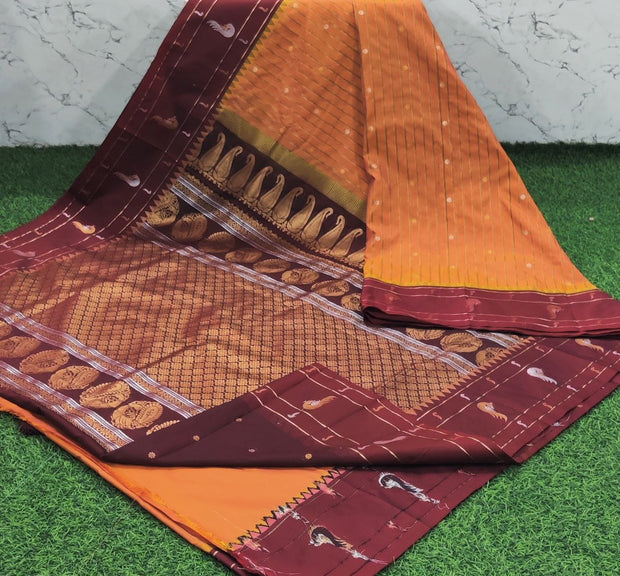 Orange Handloom Gadwal Pattu 7 E5-9