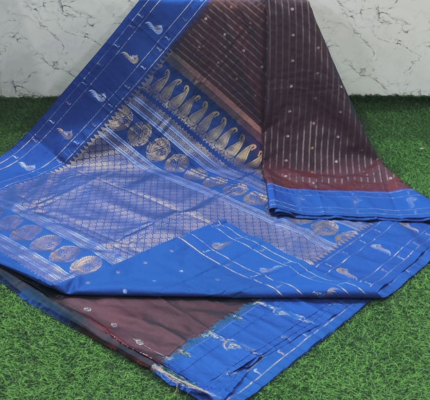Brown Handloom Gadwal Pattu 7 E5-3