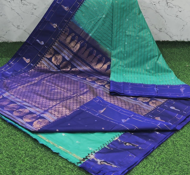 Lux Green Handloom Gadwal Pattu 7 E5-6