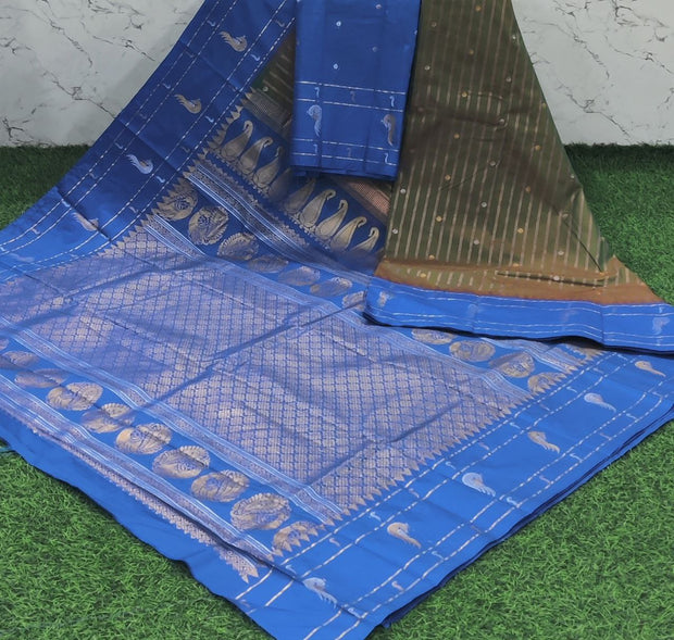 Green Handloom Gadwal Pattu 7 E5-1