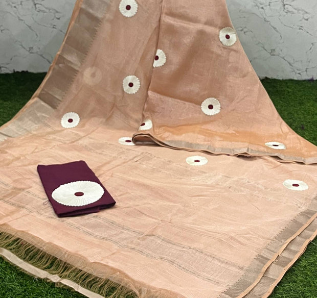 Light Peach Mangalgiri Embroidery 12 H5-3