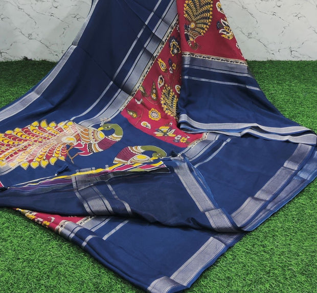 Peacock Blue Mysore Crepe 17 E5-10