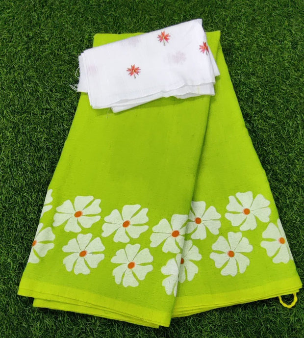 Green Khadi Cotton Painting 20 E5-4E