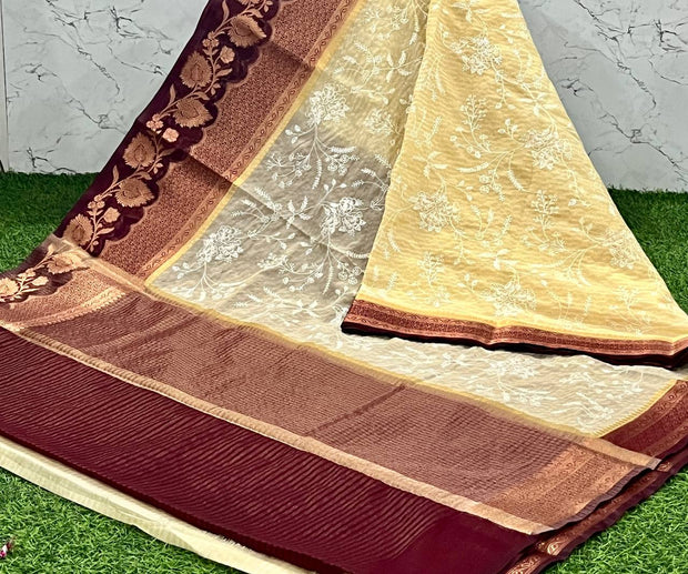 Brown Embroidery Muslin Kota 27 E5-3