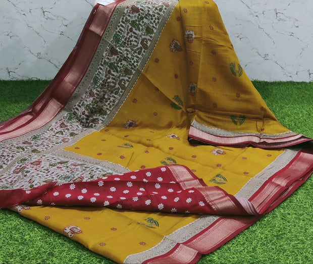Yellow Kalamkari Maheshwari 1 F5-6