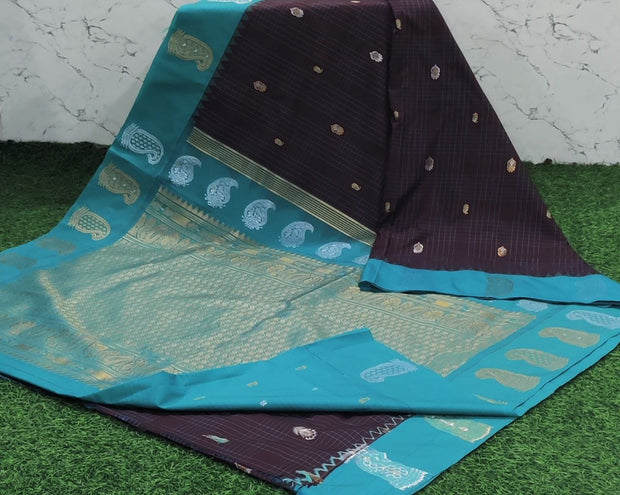 Brown Handloom Gadwal Pattu 6 F5-2