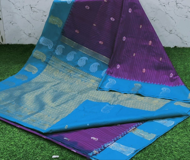 Dark Purple Handloom Gadwal Pattu 6 F5-6