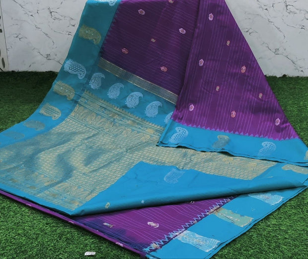 Dark Pink Handloom Gadwal Pattu 6 F5-3