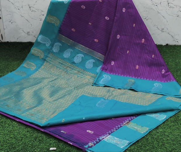 Purple Handloom Gadwal Pattu 6 F5-8