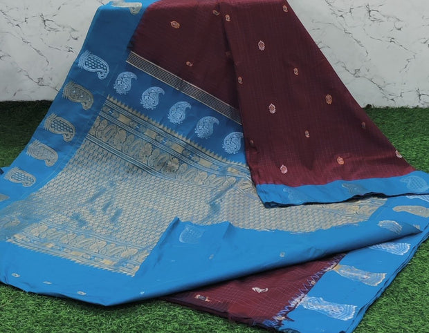 Maroon Handloom Gadwal Pattu 6 F5-4