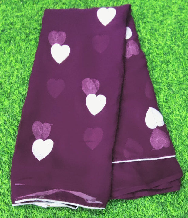 Burgundy Sweetheart Georgette 5 F5-1