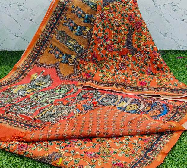 Rust Kalamkari Chanderi 18 I5-10