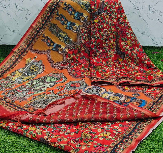 Orange Kalamkari Chanderi 18 I5-8