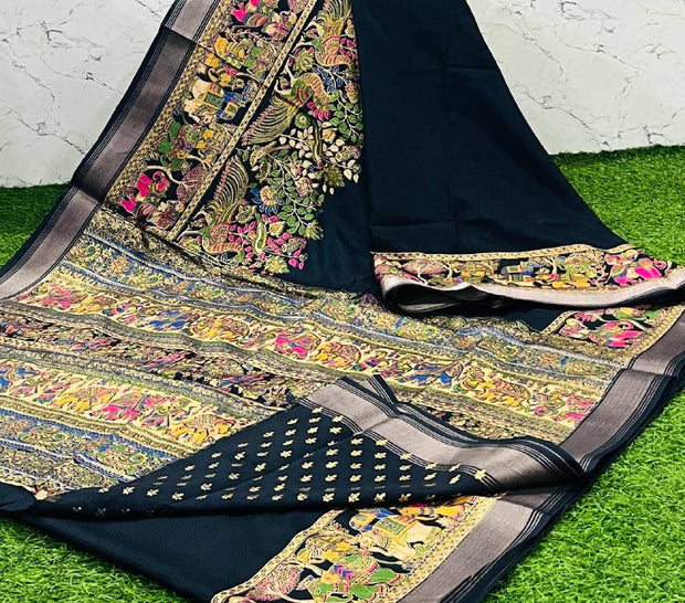 Black Kashmiri Silk 23 I5-13
