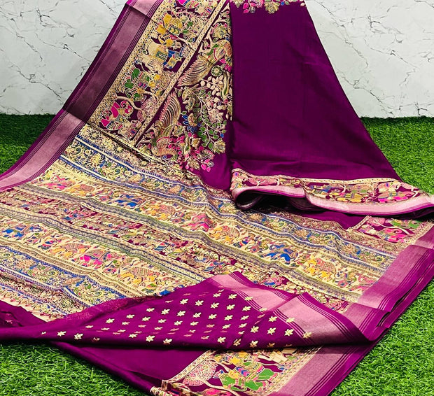 Grape Wine Kashmiri Silk 23 I5-10