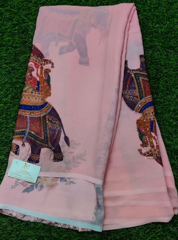 Peach Georgette Crepe 13 C5-4E