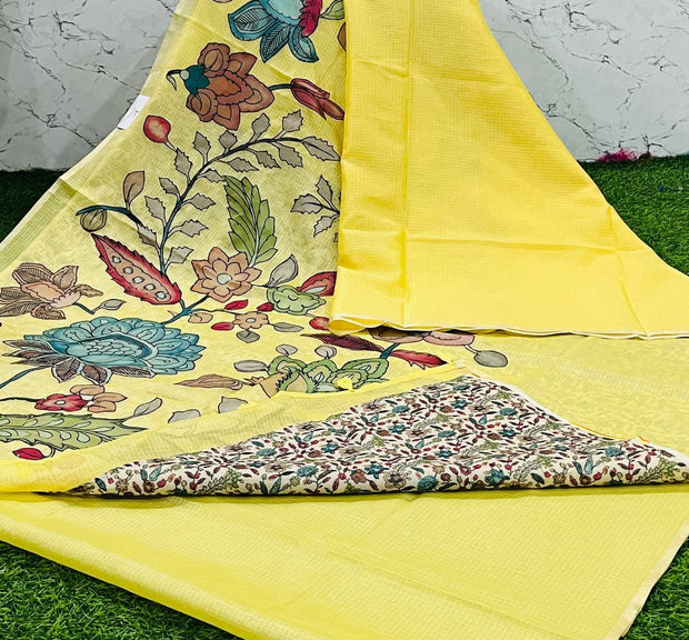 Lemon Yellow Applique Silk Kota 26 I5-12