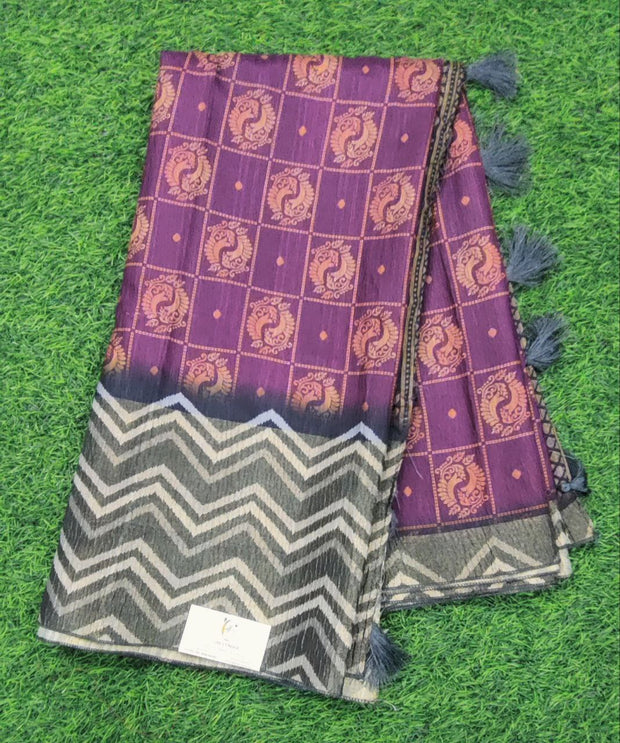 Burgundy Khadi Pattu 15 C5-4E