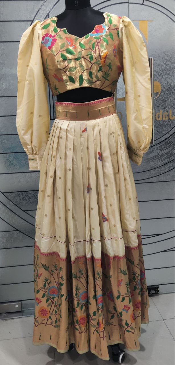 Cream Paithani Lehenga 26 I5-1E