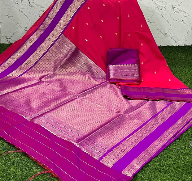 Tomato Pink LW Vintage Pattu 28 I5-1