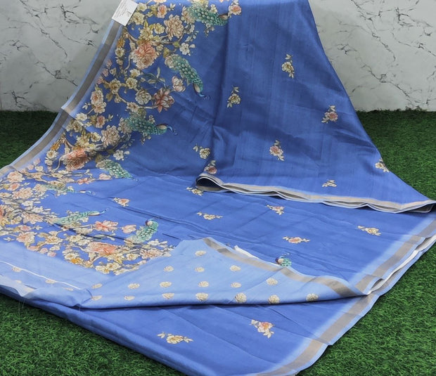 Blue Semi Tussar Digital 25 F5-3