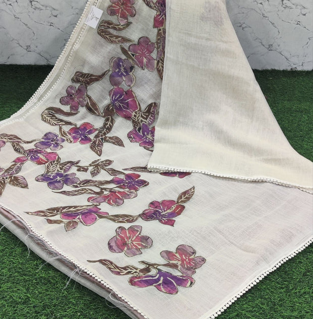 Cream Lavender Pure Linen 19 C5-7