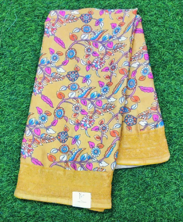 Yellow Georgette Kalmkari 19 C5-14E