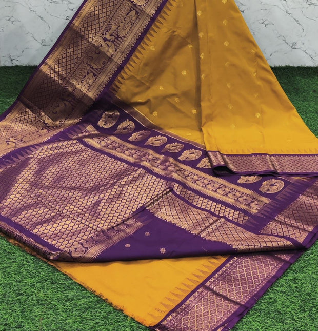 Yellow Handloom Gadwal Pattu 21 C5-7
