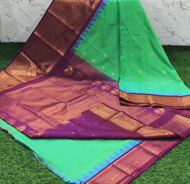 Green Handloom Gadwal Pattu 21 C5-6