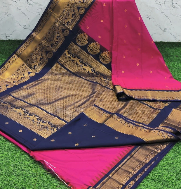 Pink Handloom Gadwal Pattu 21 C5-4