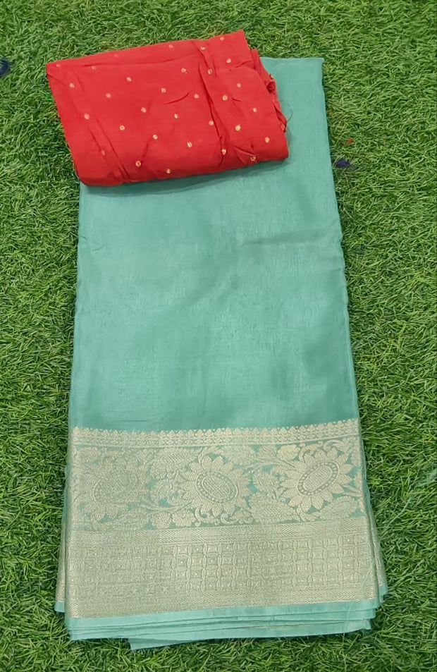 Lux Green Mashru Georgette 1 J5-7E
